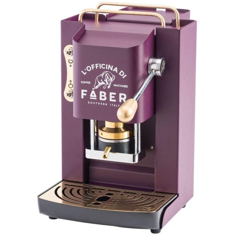 Macchina Per Cialde Ese 44mm Faber Pro Deluxe Viola - Acciaio E Ottone, Pompa 15 Bar, 50 Cialde In Omaggio
